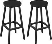 Sgabello da Bar Set di 2, Sgabello da Cucina con Poggiapiedi, Sgabello Alto in Stile Moderno/Industriale per Bar, Caffè, Isola della Cucina, Nero, K0007BH-2