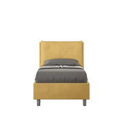 Letto singolo contenitore imbottito 80x190 microfibra ocra Appia