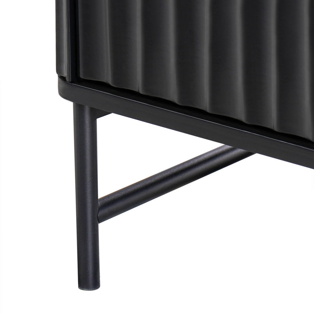 Comodino nero effetto marmo con 2 cassetti stile moderno