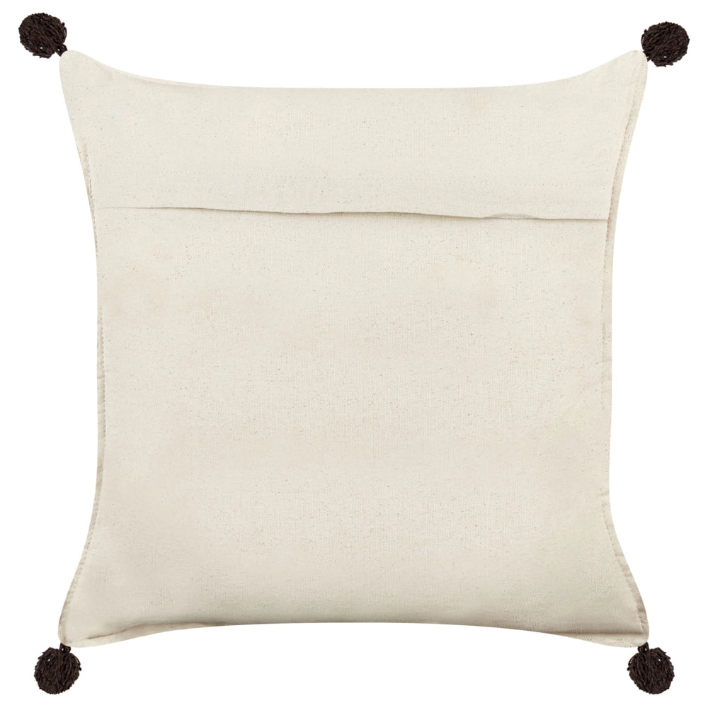 2 cuscini decorativi in cotone beige chiaro 45 x 45 cm con frange multicolori