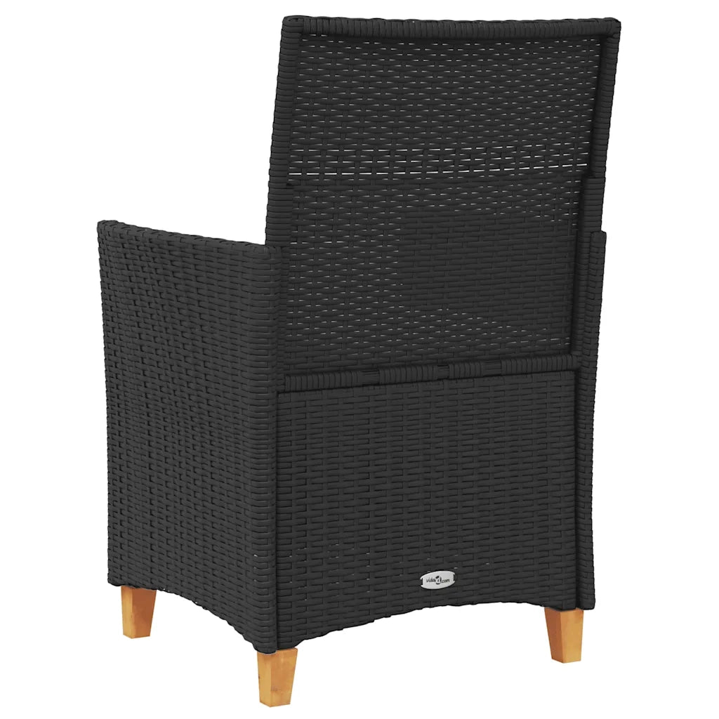 Sedie Giardino con Cuscini 2 pz | Sedie da Esterno Nere Polyrattan e Legno Massello