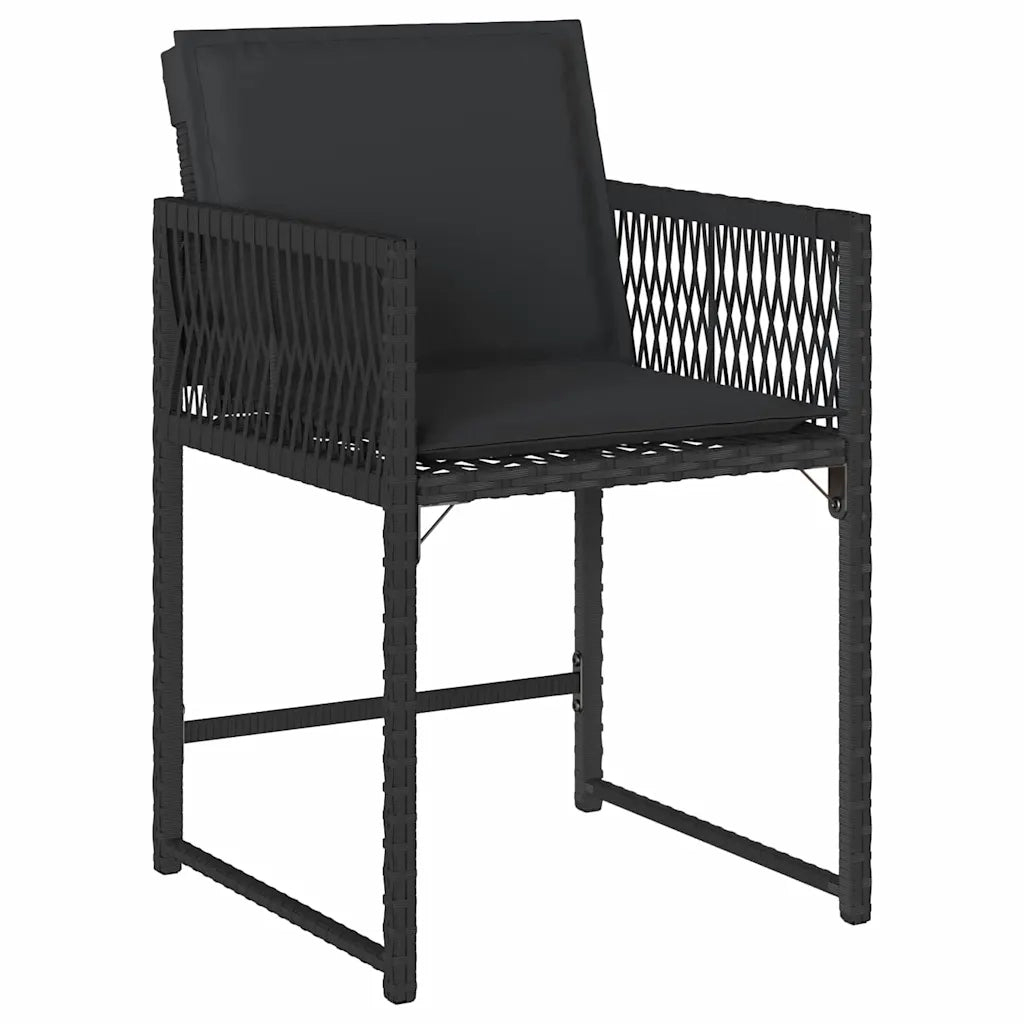Set da Pranzo per Giardino 5 pcs Nero polyrattan 3380745