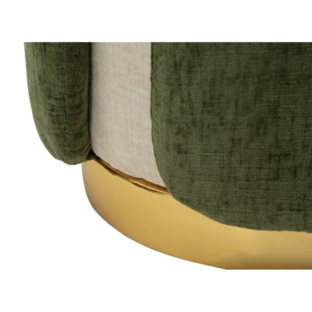 Pouf bicolore in poliestere con base dorata