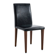 Set di 2 sedie da sala da pranzo dal design moderno; schienale ergonomico; in metallo e PU nero noce