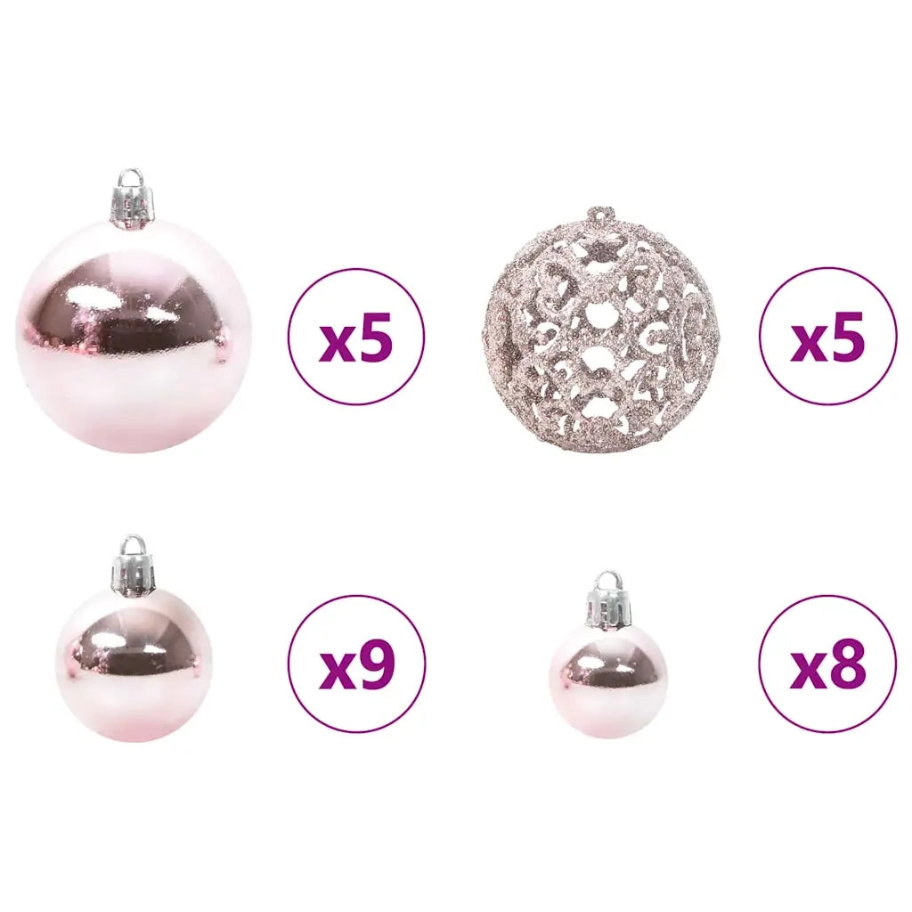 Set di Palle di Natale con 150 LED 61 pz Rosa Plastica CFW4547356
