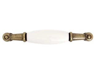 MANIGLIA PER MOBILI IN PORCELLANA MOD.M30.00 BIANCA- - mm.107x18h. - interfori mm.96 - 5 pezzi METALSTYLE