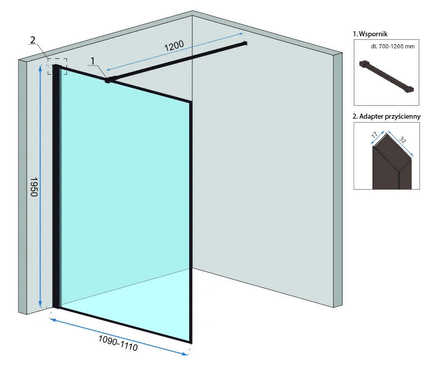 Parete Doccia Rea Bler 110 Con Mensola Evo
