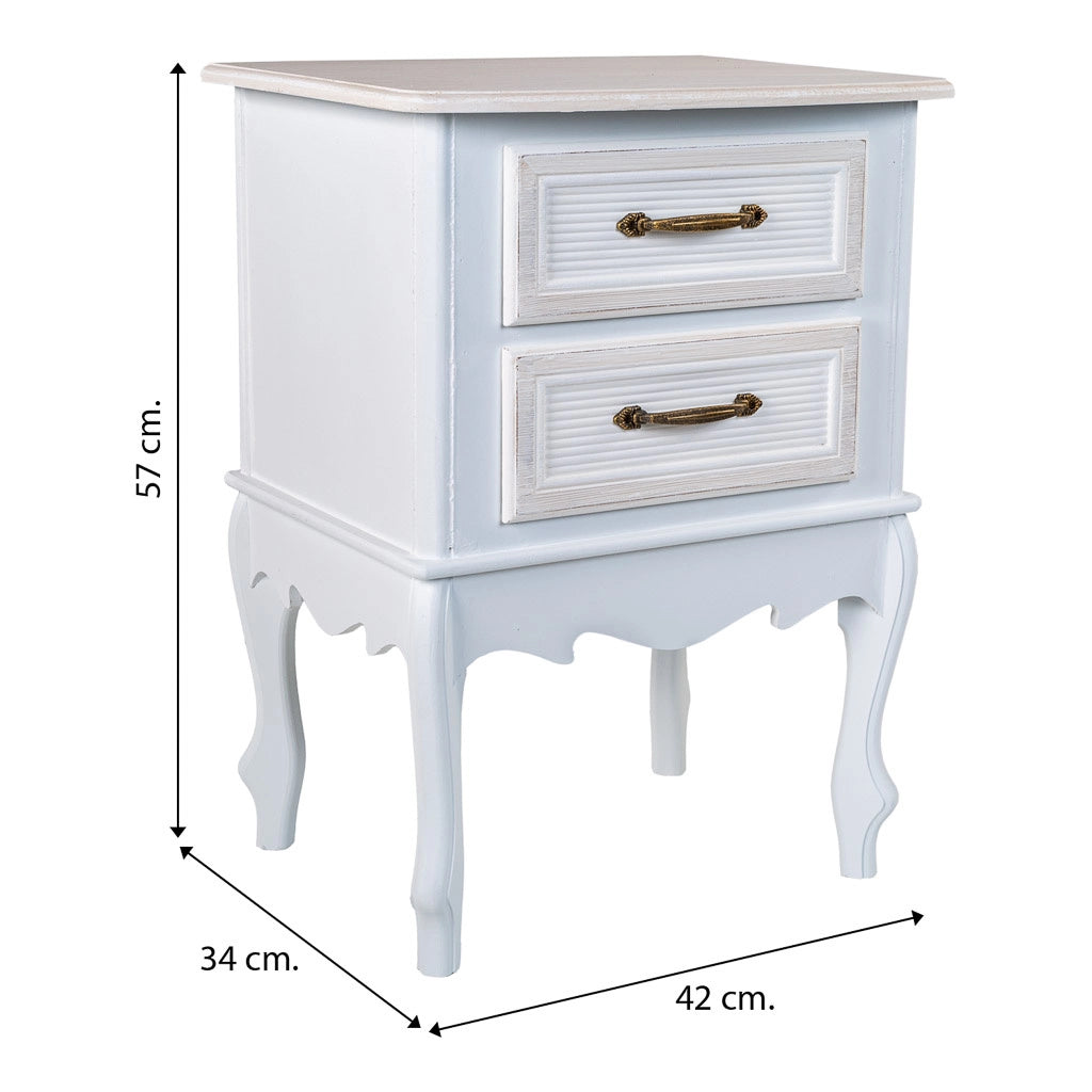 Comodino in legno bianco 42x34x57