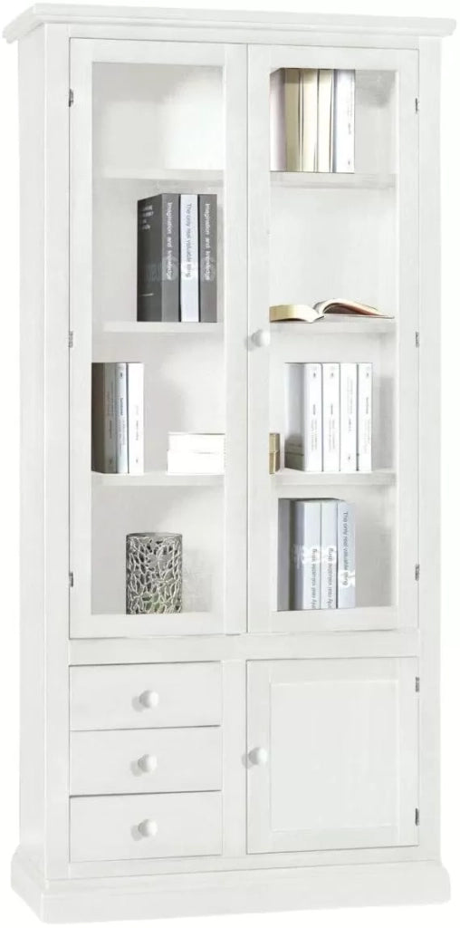 Vetrina 3 ante arte povera in legno bianca 90x41x186 (1388) - Mobili 2G