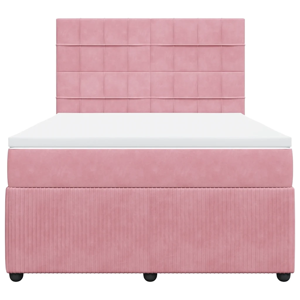 Giroletto a Molle con Materasso Rosa 160x200 cm in Velluto