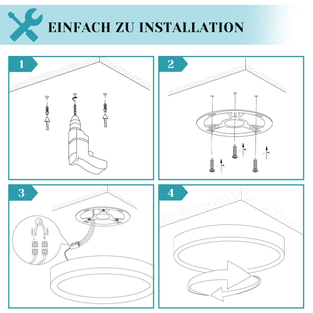 ZMH Lampada da soffitto LED piano 18 cm 15W nero 4000K moderna per cucina corridoio camera letto