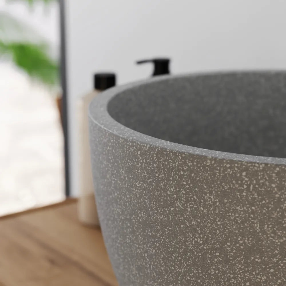 Lavabo da appoggio tondo in microcemento 22,5x15,5 cm grigio | Sevan