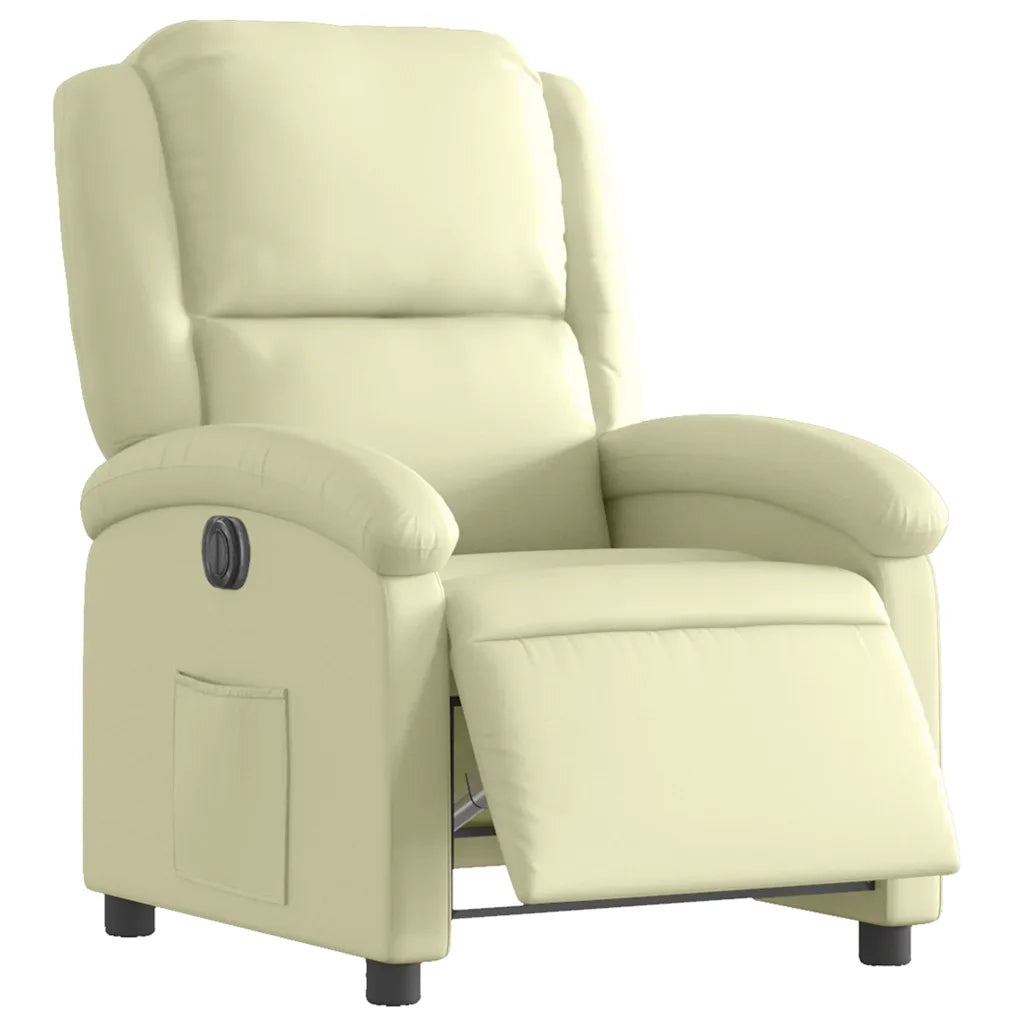 Poltrona Reclinabile Elettrica Crema in Vera Pelle