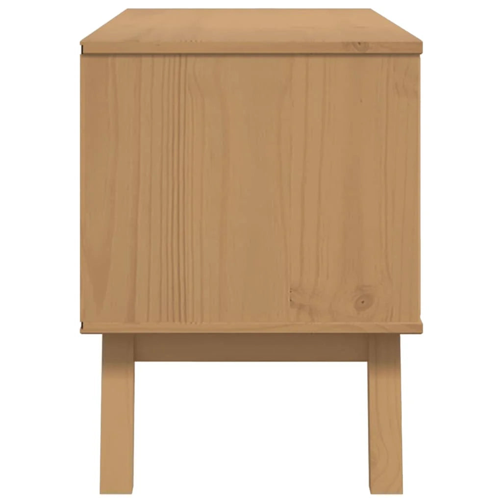 Mobile TV multimediale OLDEN mensola TV credenza sala da pranzo soggiorno camera da letto 114 x 43 x 57 cm legno di pino massello marrone 02_0028241