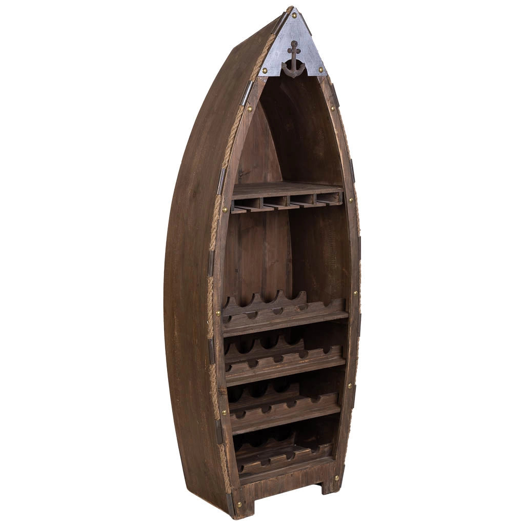 Portabottiglie in legno e metallo marrone 61x31x154h cm