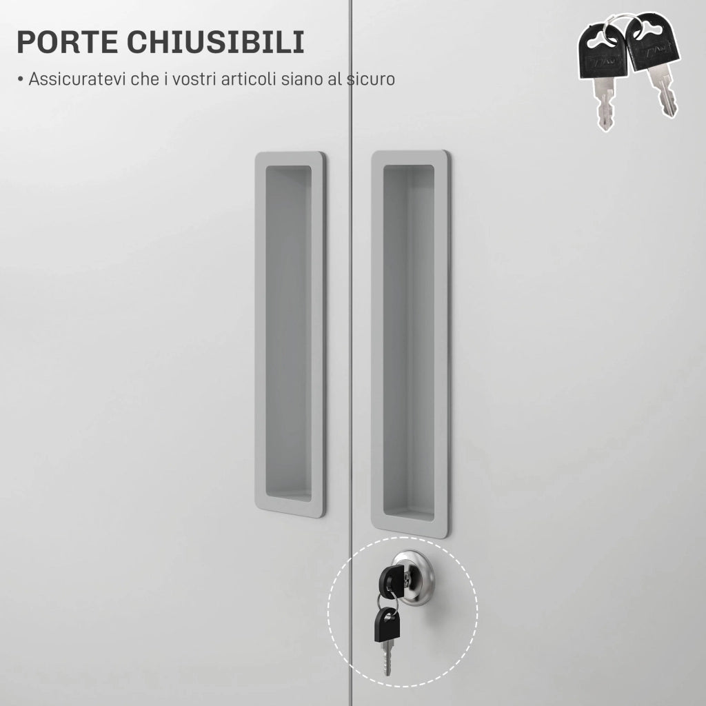Armadio da Ufficio in Acciaio con 4 Ripiani Regolabili 80x40x180 cm Bianco
