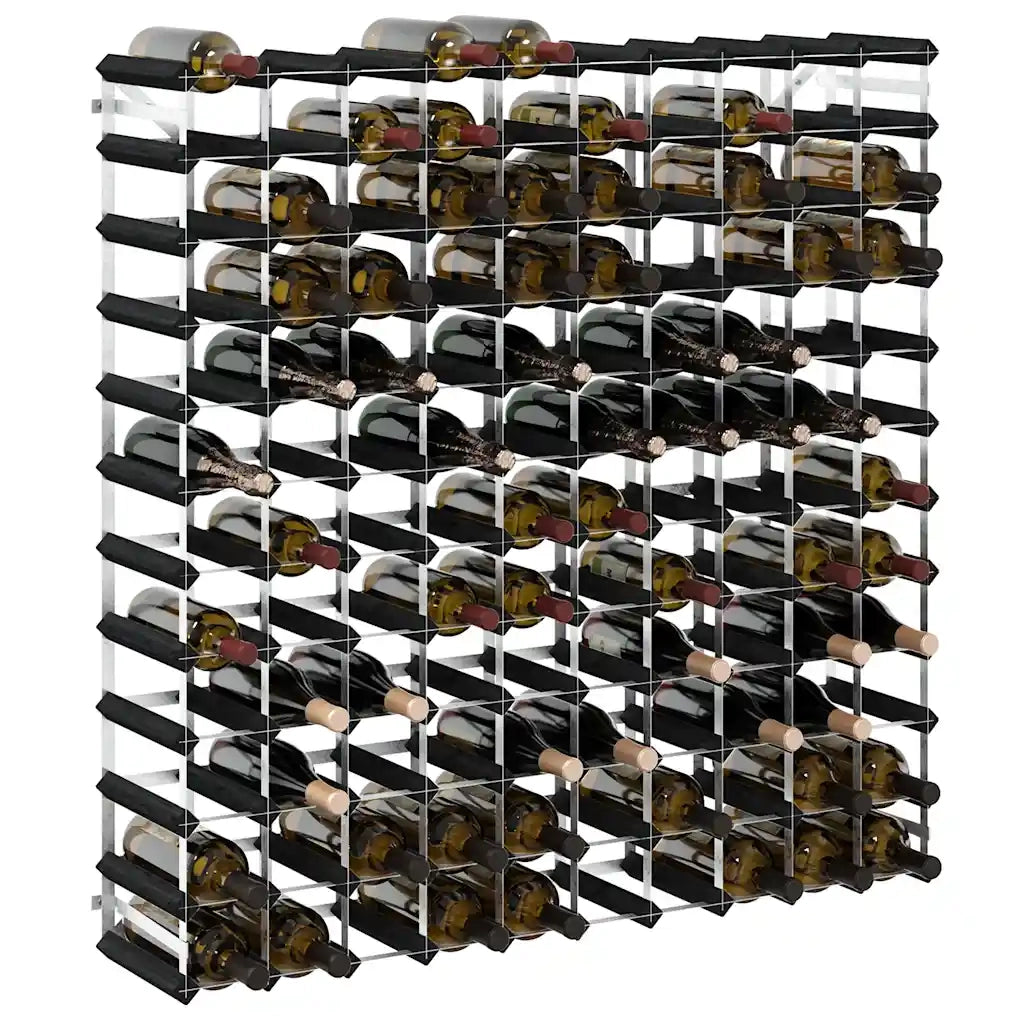 Portavini da 120 Bottiglie Nero in Legno Massello di Pino 325917