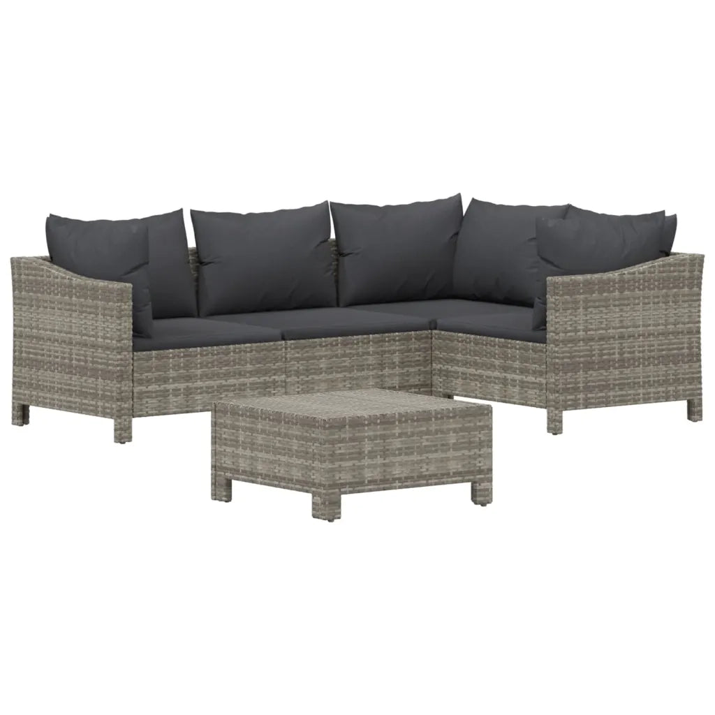 Set Divani da Giardino 5 pz con Cuscini in Polyrattan Grigiocod mxl 100627
