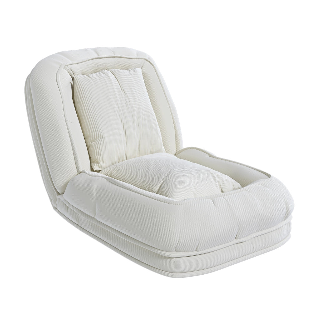Divano letto pieghevole regolabile a 5 posizioni 80x22x87 cm in tessuto bianco sporco