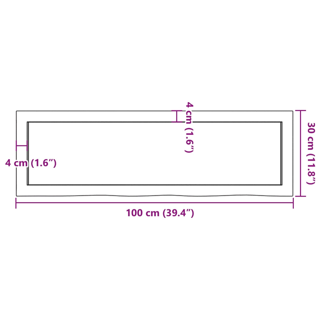 Piano Bagno Marrone 100x30x(2-6) cm Legno Massello Trattato
