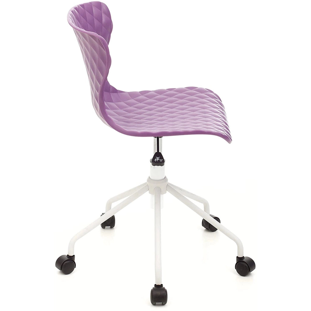 Sedia da Ufficio Girevole con Ruote, Sedia Scrivania Ergonomica per Studio, Cameretta e Smart Working, Poltroncina Viola