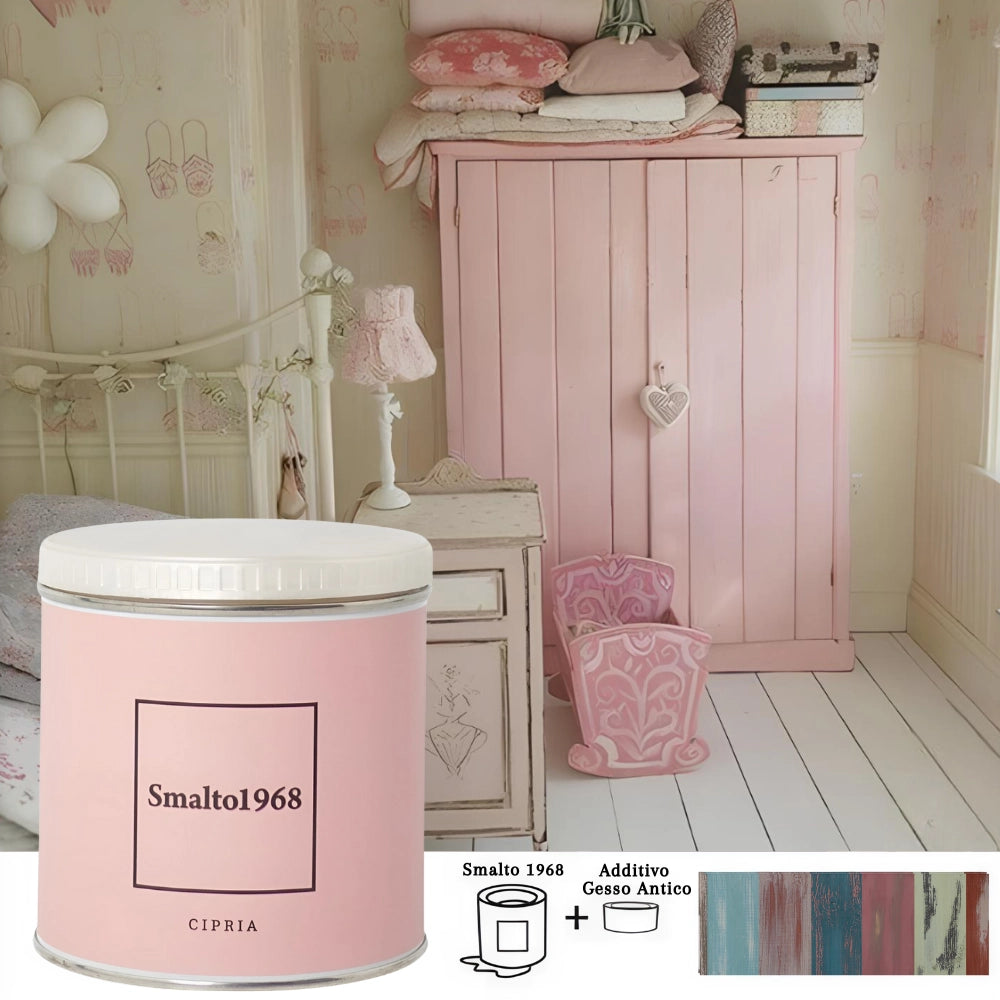 Smalto1968 base acqua gesso antico shabby chic finitura opaca multicolore l 0.5 *** colore- cipria, confezione 1