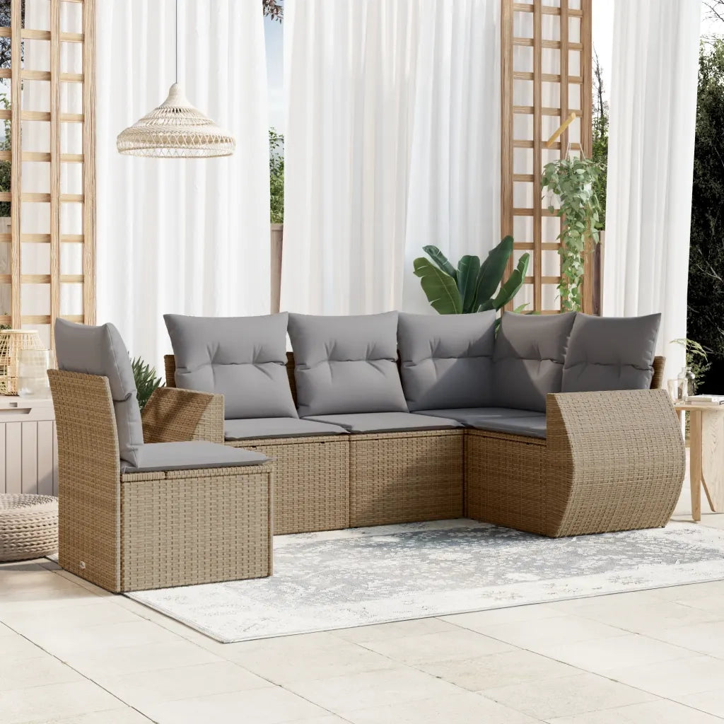 Set Divano da Giardino 6 pz con Cuscini Beige in Polyrattancod mxl 92191