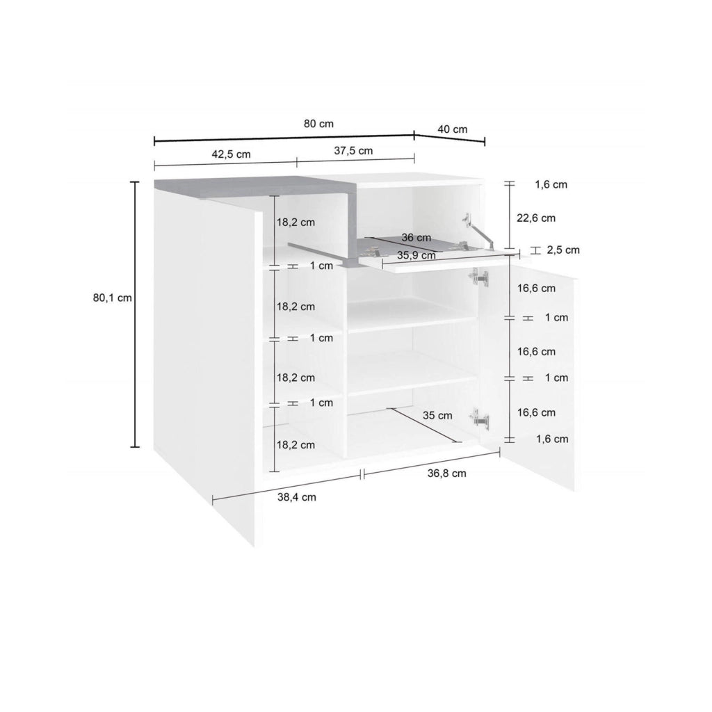 Mobile Portascarpe Morfeo, Scarpiera 16 Paia Made in Italy, 80x40x80h cm Bianco Lucido