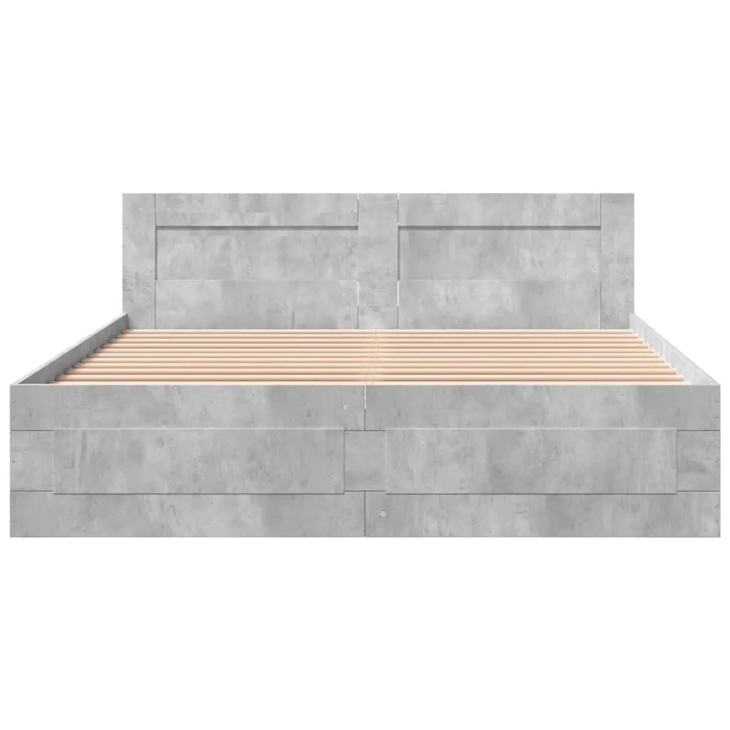 Giroletto Testiera Grigio Cemento 160x200 cm Legno Multistrato