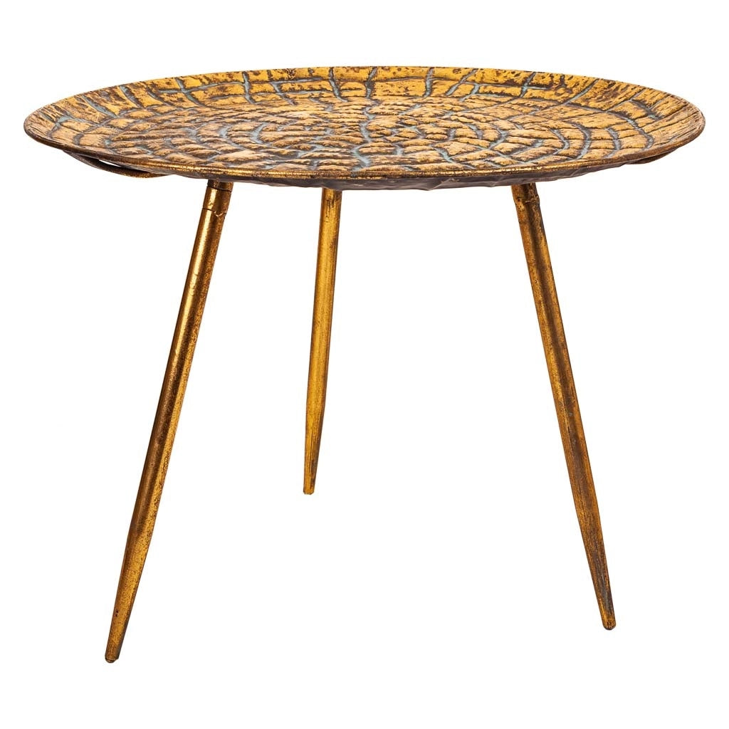 Tavolino in metallo dorato 54,5x54,5x40h
