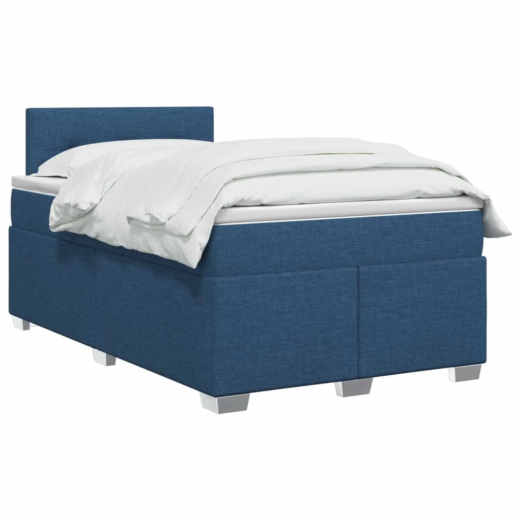 Letto con Box Spring, Materasso e LED Blu 120 x 200 cm Tessuto 3451923