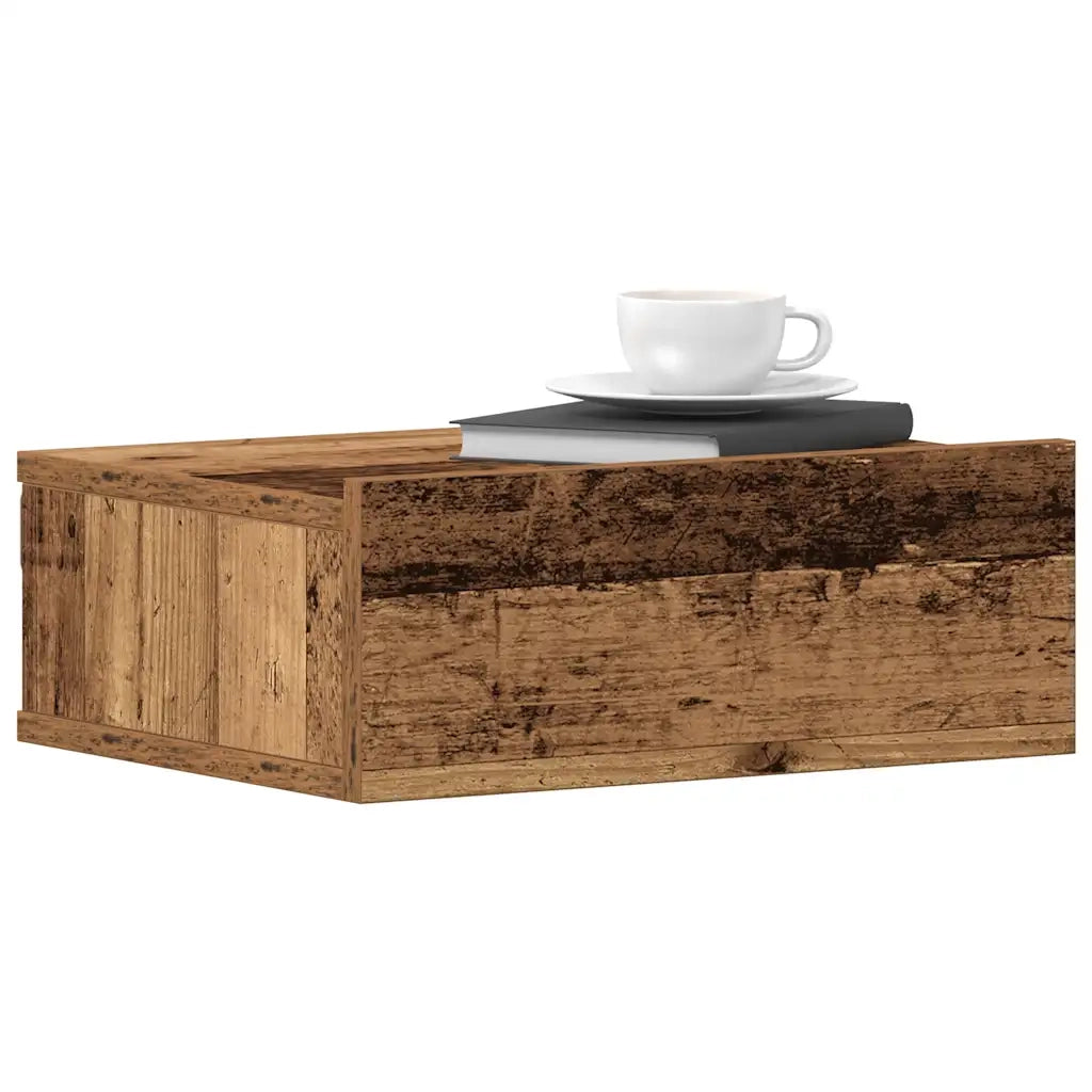 Comodino Pensile-Tavolino da notte Legno Antico 40x30x15 cm in Legno Multistrato
