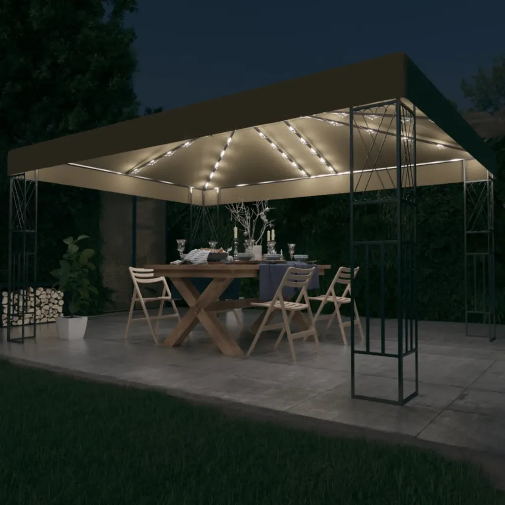 Gazebo con Luci a Stringa LED 3x4 m in Tessuto Grigio Talpa cod mxl 66074