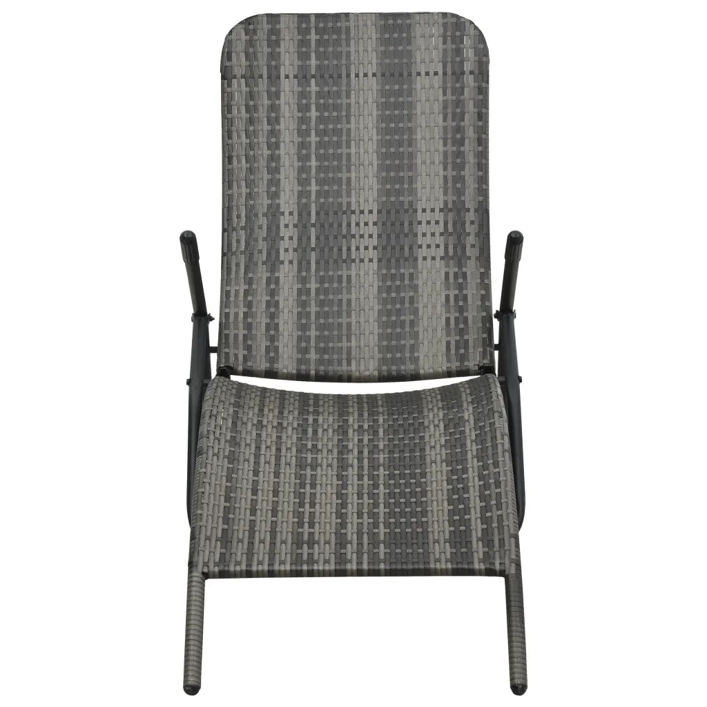 Lettino Prendisole | Sdraio da giardino | Lettino da sole Pieghevole in Polyrattan Grigio