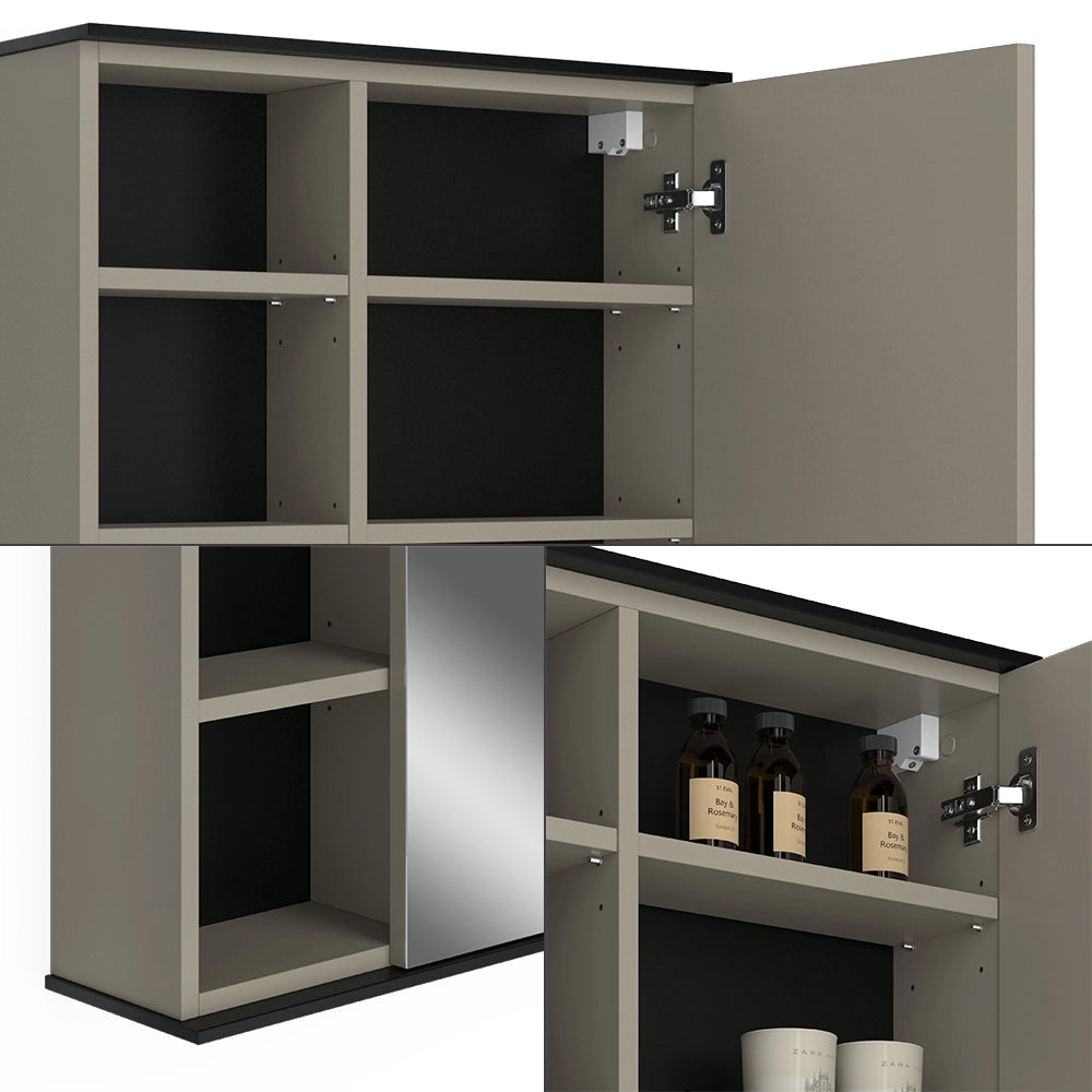 Vicco Specchio contenitore bagno Grigio 60 x 60 cm con specchio