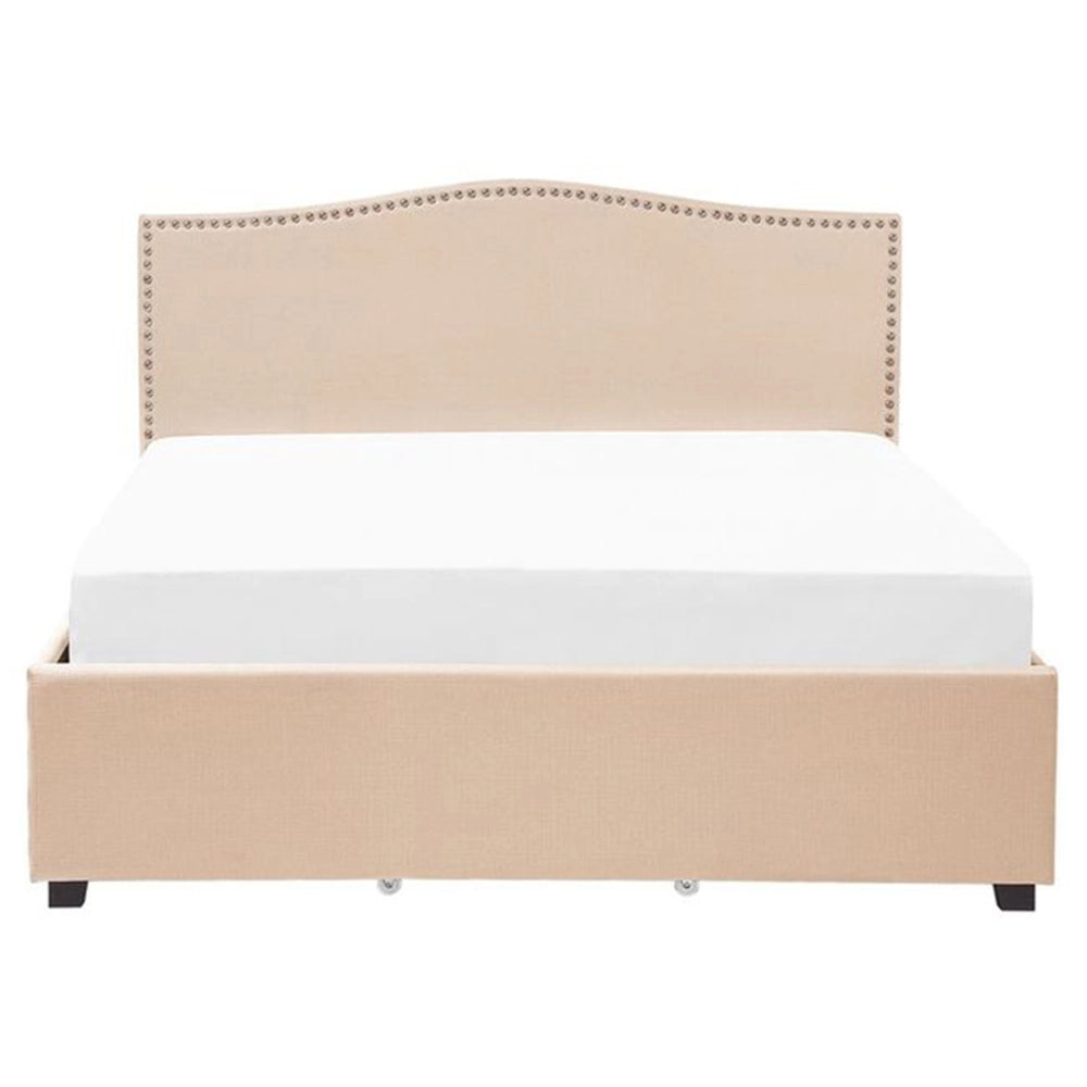 Struttura del letto Cassetto imbottito in poliestere beige Storage 160 x 200 cm Design tradizionale