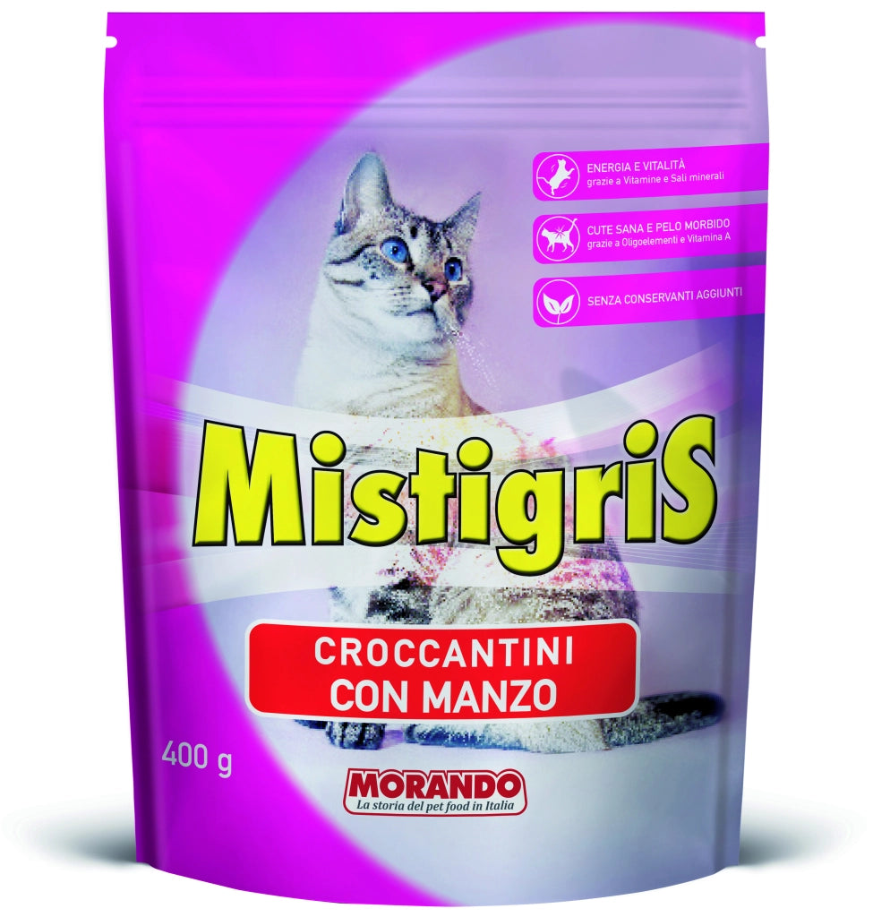 Croccantini per Gatti ''Misura Tigris'' Gusto Manzo Gr. 400 12 Pezzi