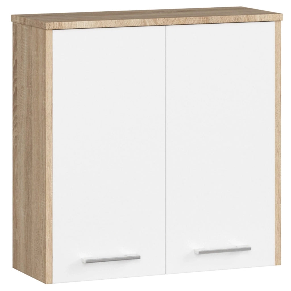 Mobile bagno sospeso AKORD FIN Sonoma Quercia 60 cm 2 ante inserto frontale Bianco 60x22,5x60 cm