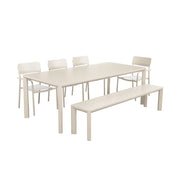 Set tavolo da giardino in alluminio con 1 panchina e 4 sedie, beige