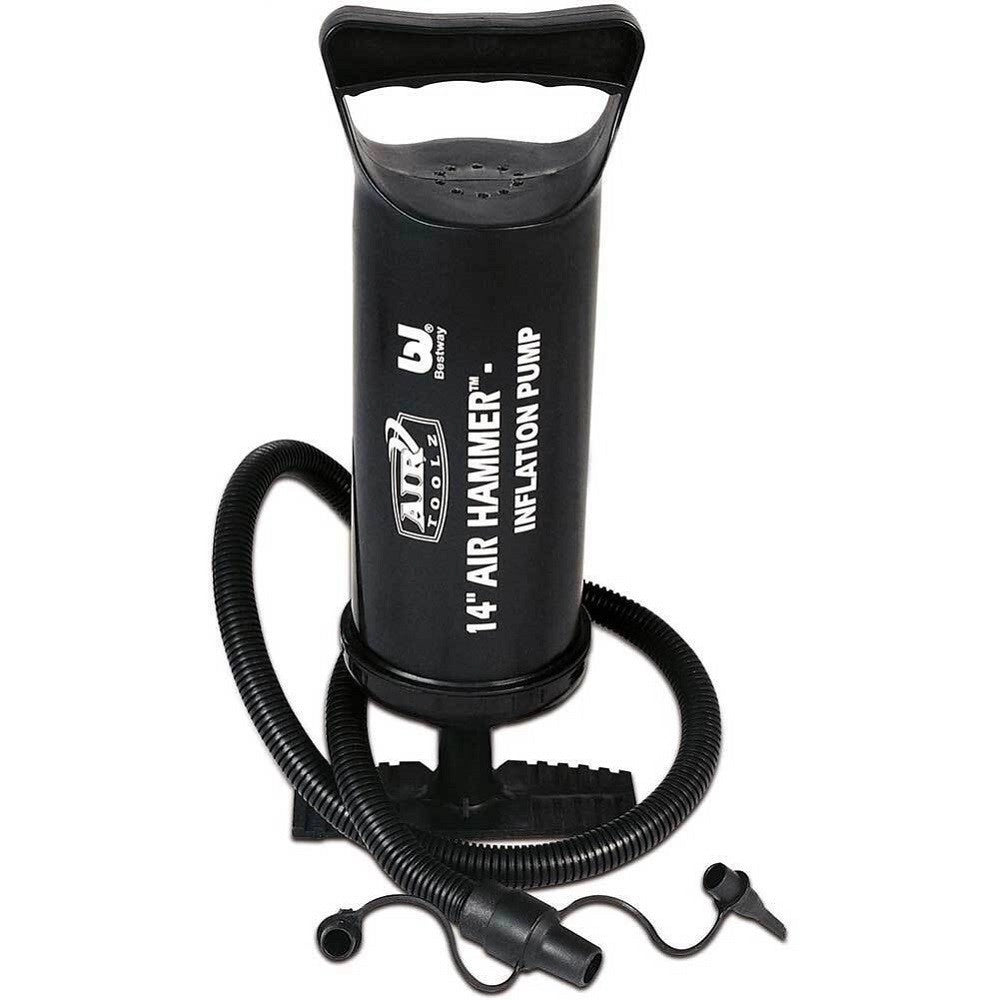 Trade Shop - Pompa Di Gonfiaggio Manuale Piscina 30cm Volume 850cc 3 Adattatori Valvola 62002 -