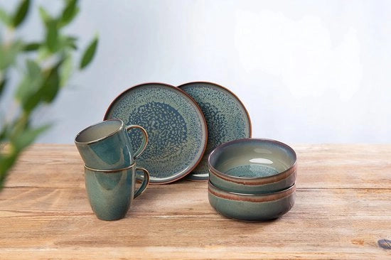 Set di colazione 6 pezzi in porcellana premium grigio-azzurro 19-5167-9071
