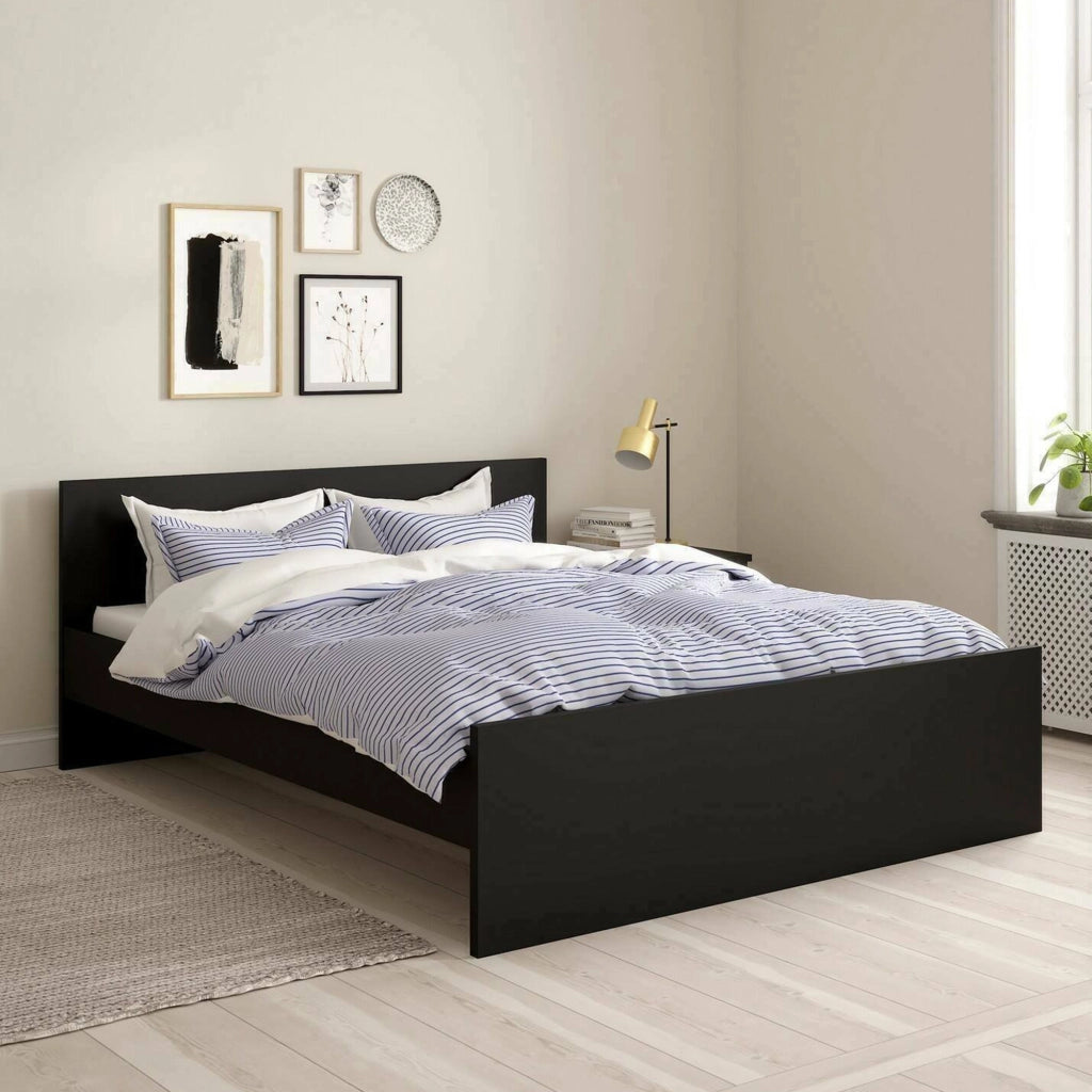 Letto matrimoniale Kaitak, Sommier per camera da letto, Giroletto per stanza, Struttura porta materasso, 207x166 h80 cm, Nero
