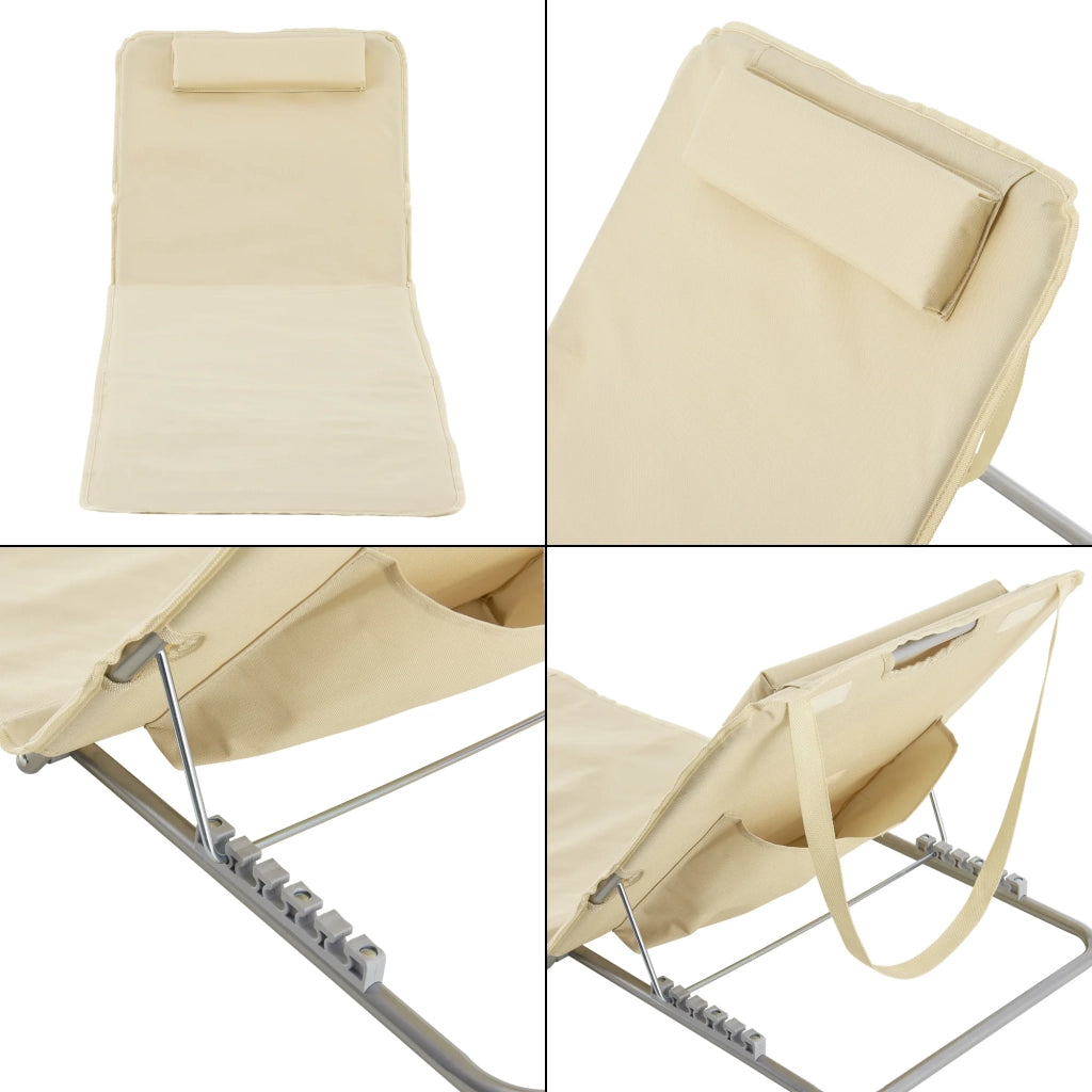 Set di 2 materassini da spiaggia con schienale reclinabile 160 x 49 cm beige 03_0009727
