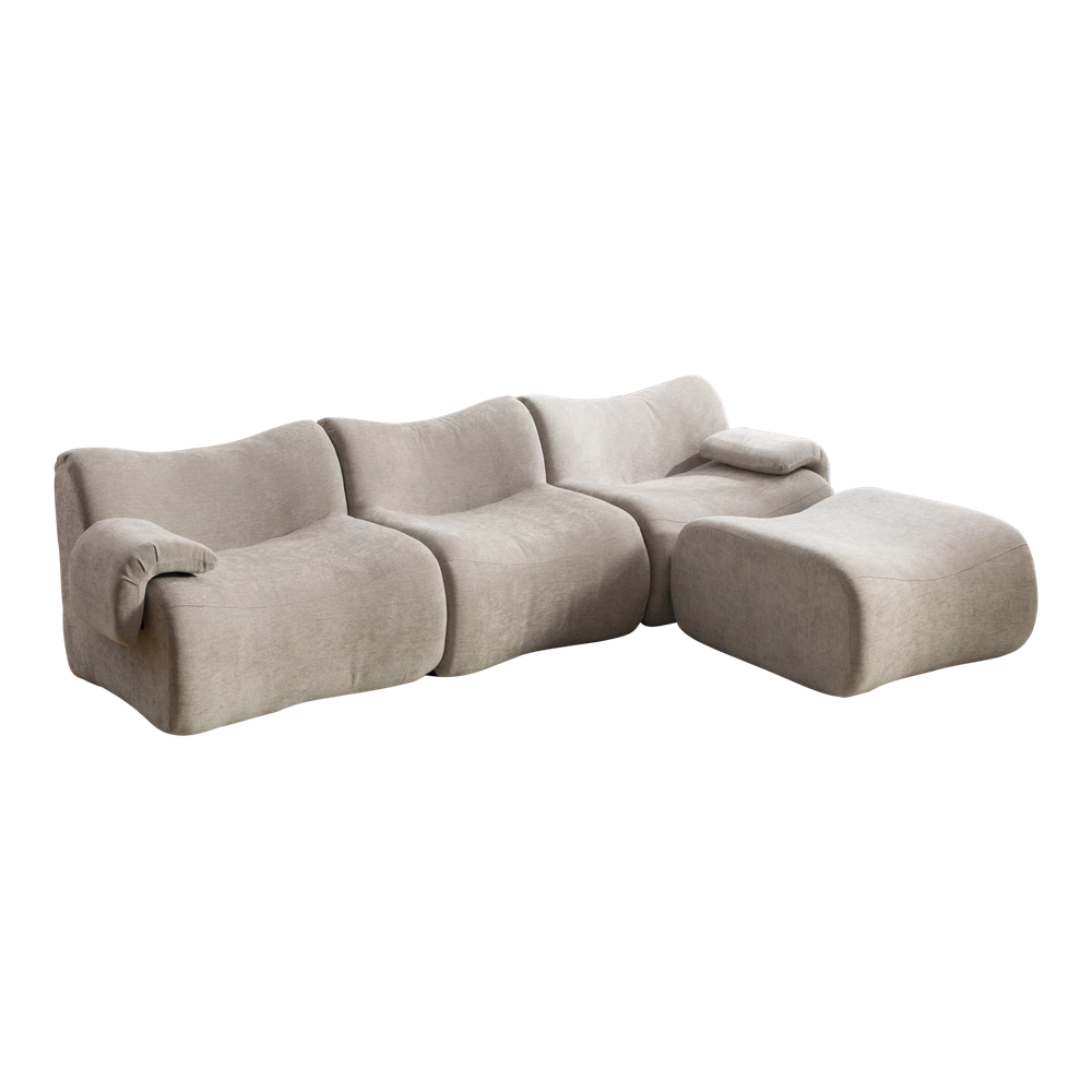 Divano Modulare in Tessuto Chenille ¨C MINIMAL ¨C Grigio, Morbido, Soggiorno