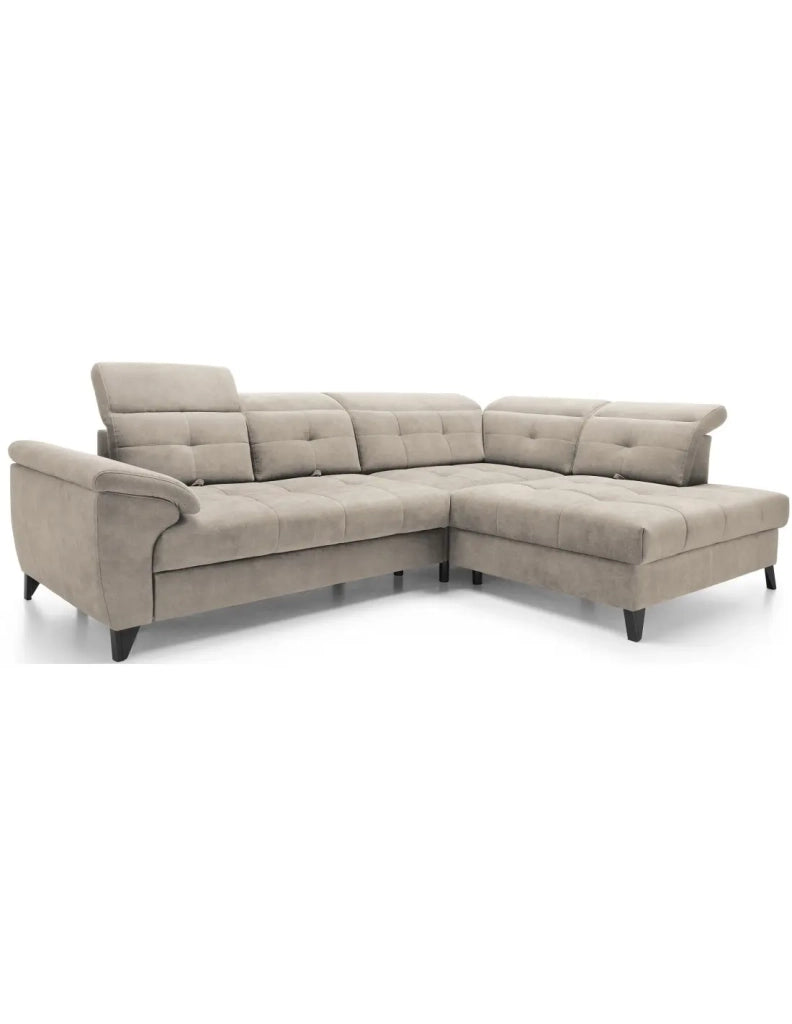 Divano ad angolo Beige 5 posti angolo destro letto supplementare INFERNO
