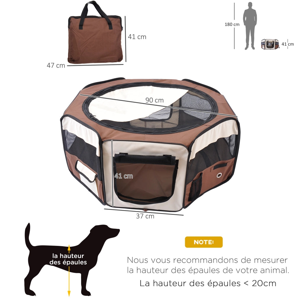 Recinto pieghevole per animali domestici ¨C zephmum ¨C ? 90x41 cm marrone beige