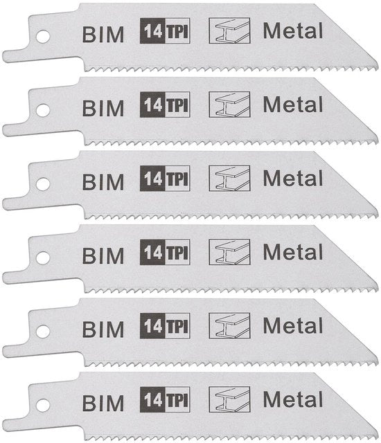 Set di 6 Lame a Doppio Metallo per Seghe a Reciprocante 100 mm 14 Tpi
