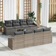 Set di divani con cuscino con cuscino 9 pcs Grigio polyrattan