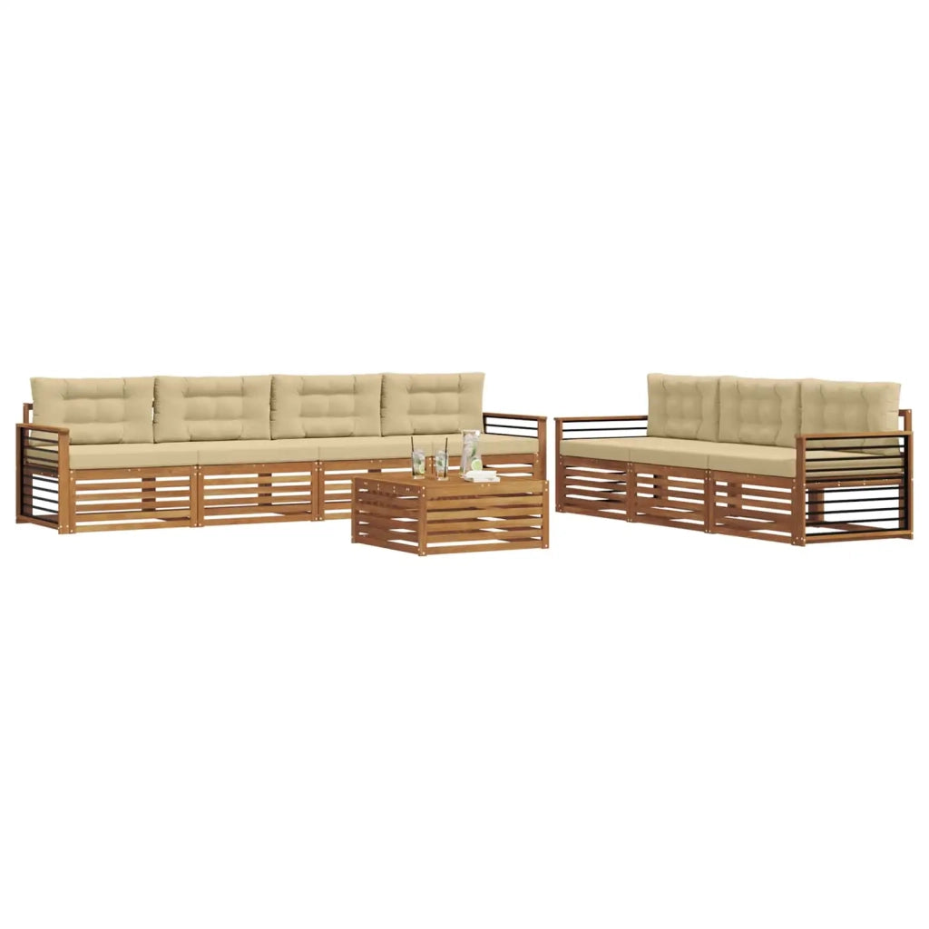 Set di divani da esterno con cuscino 8 pcs Naturale e Beige