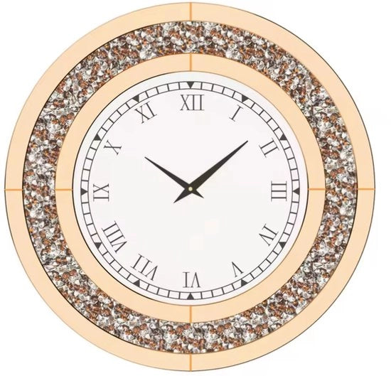 Orologio da Muro - Orologio Circolare con Specchio - Numeri Romani - Meccanismo a Quarzo - Moderno e Stilistico - 60cm - Bronzo